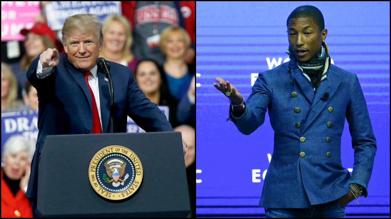 Image result for Pharrell Williams orders Donald Trump to stop playing his songs at his rallies