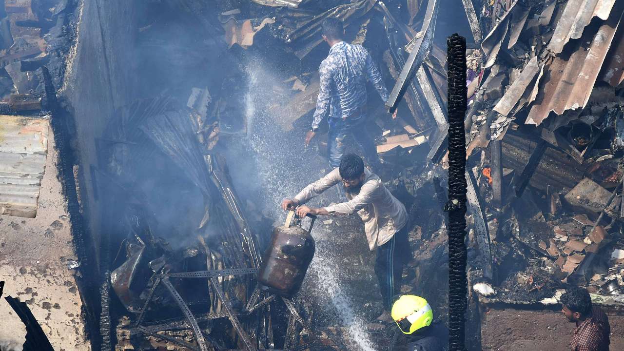 100 huts gutted