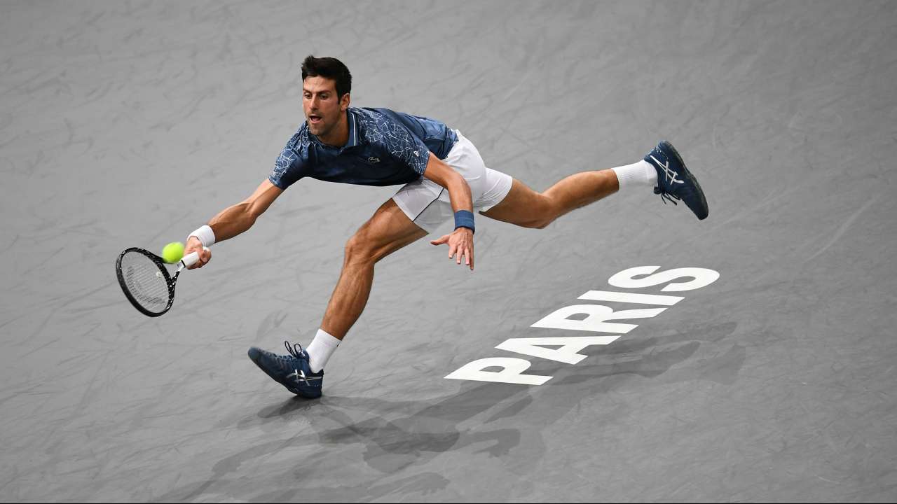 Novak Djokovic in action on Thursday