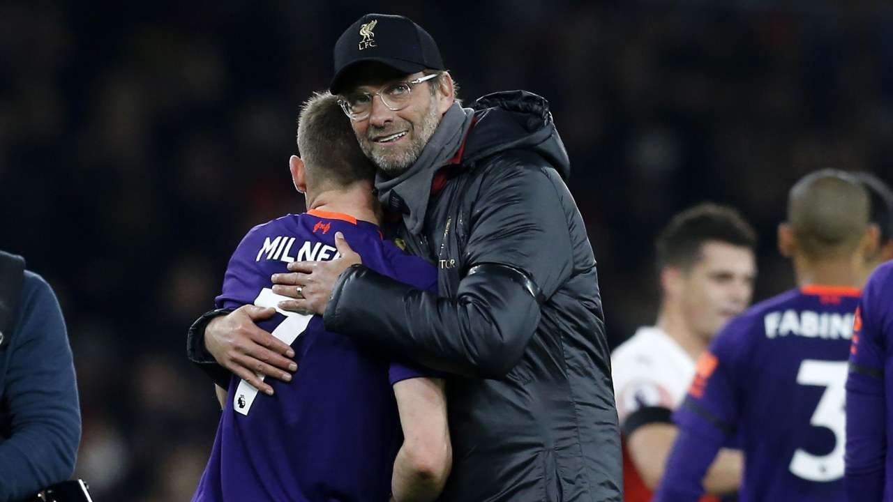 James Milner and Jurgen Klopp