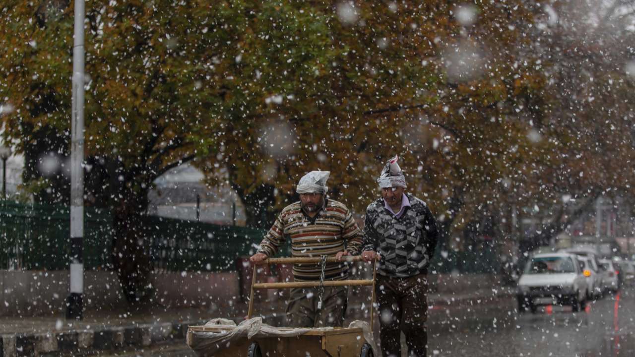 Locals during season's first snowfall