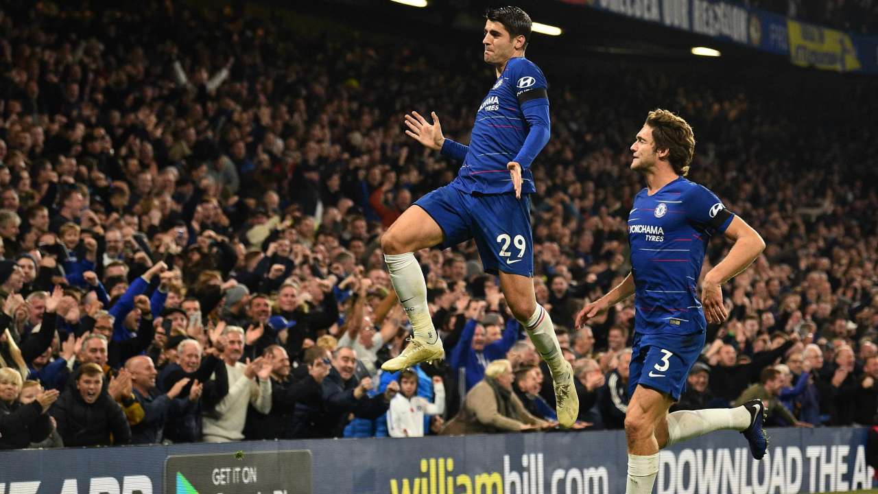 Alvaro Morata celebrates a goal on Sunday