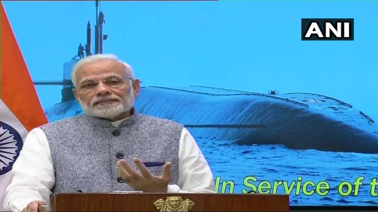 PM Modi addresses the crew of INS Arihant