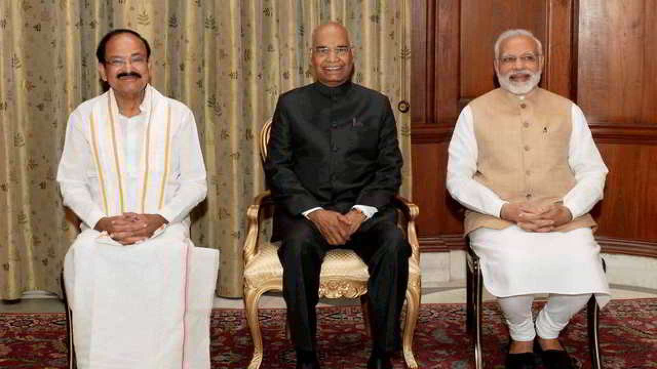 VP Naidu, PM Modi and President Kovind