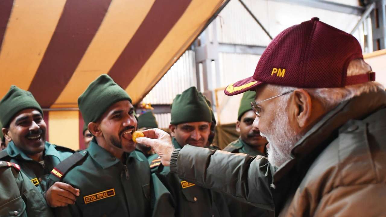 PM Modi interacting with the jawans