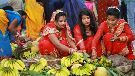 Chhath Puja celebrations on the bank of River Tawi, in Jammu