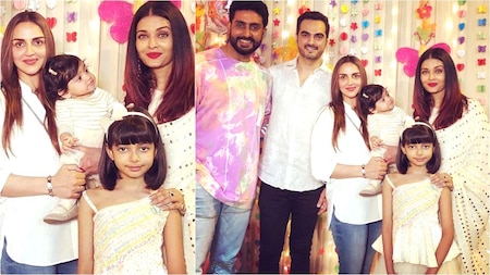 The Bachchans strike a pose with Esha Deol's family