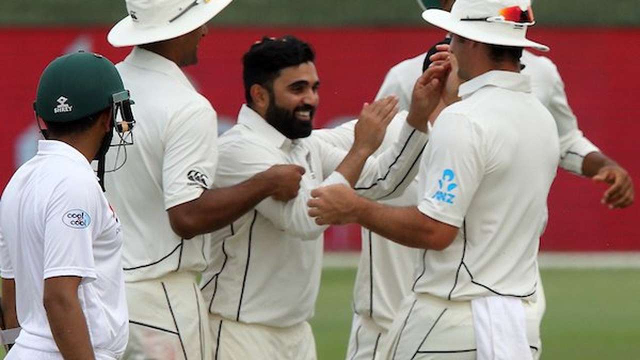 Ajaz Patel starred in New Zealand's 4 runs thrilling win over Pakistan in Abu Dhabi (photo - getty)
