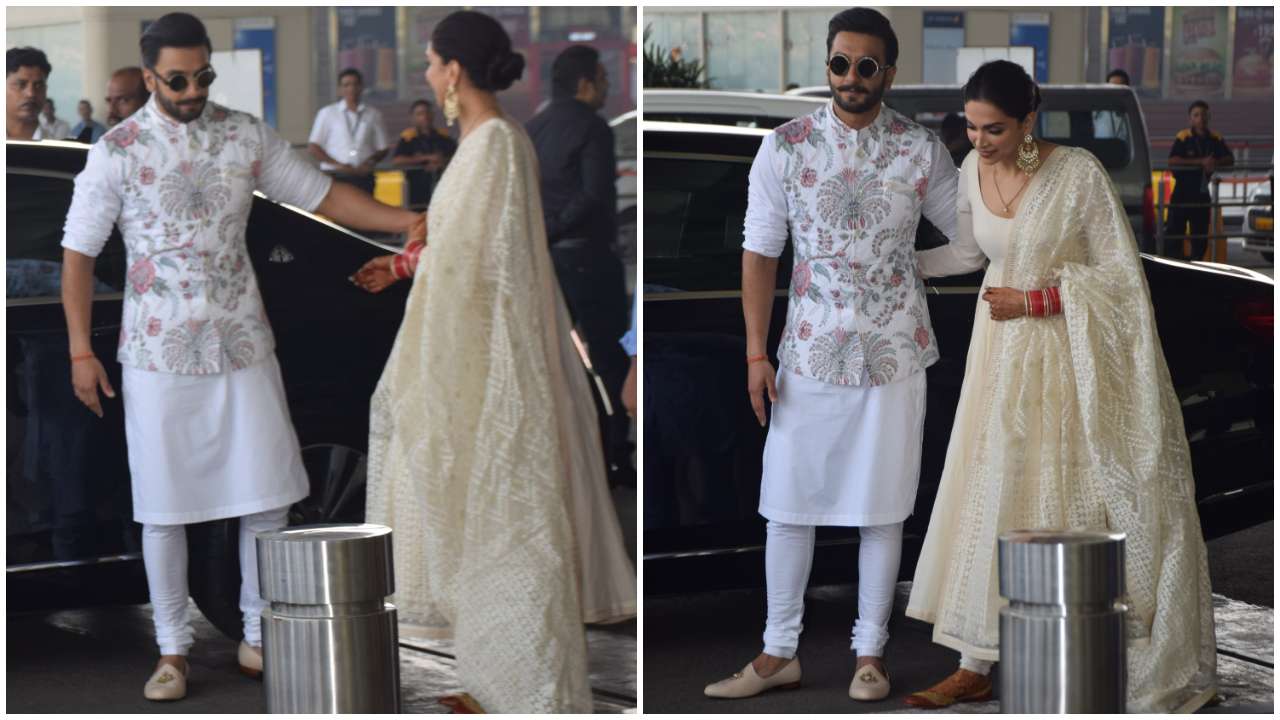 Deepika Padukone and Ranveer Singh arrive at the airport