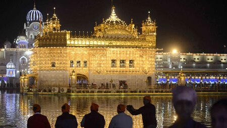 Devotees gather at the Golden Temple
