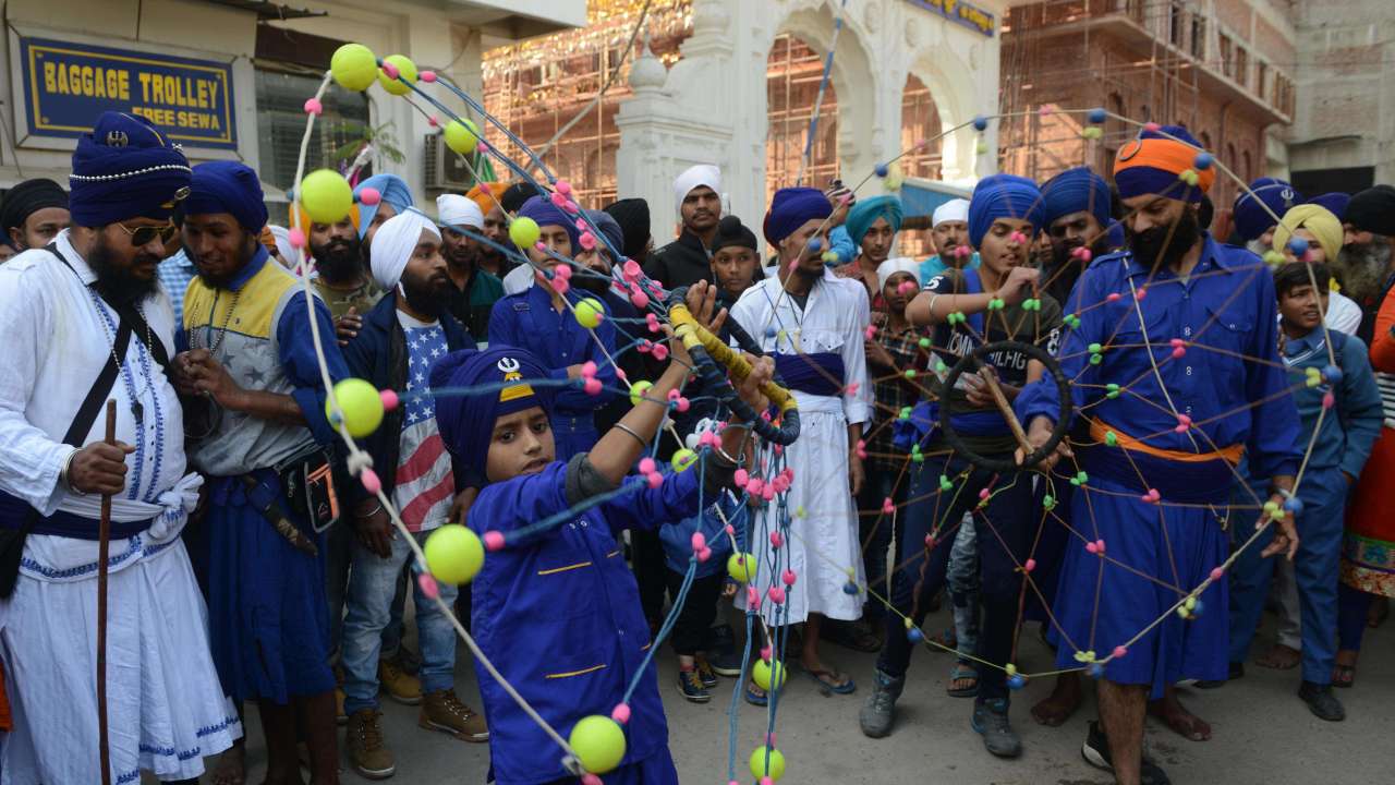 Sikh youth demonstrates martial art