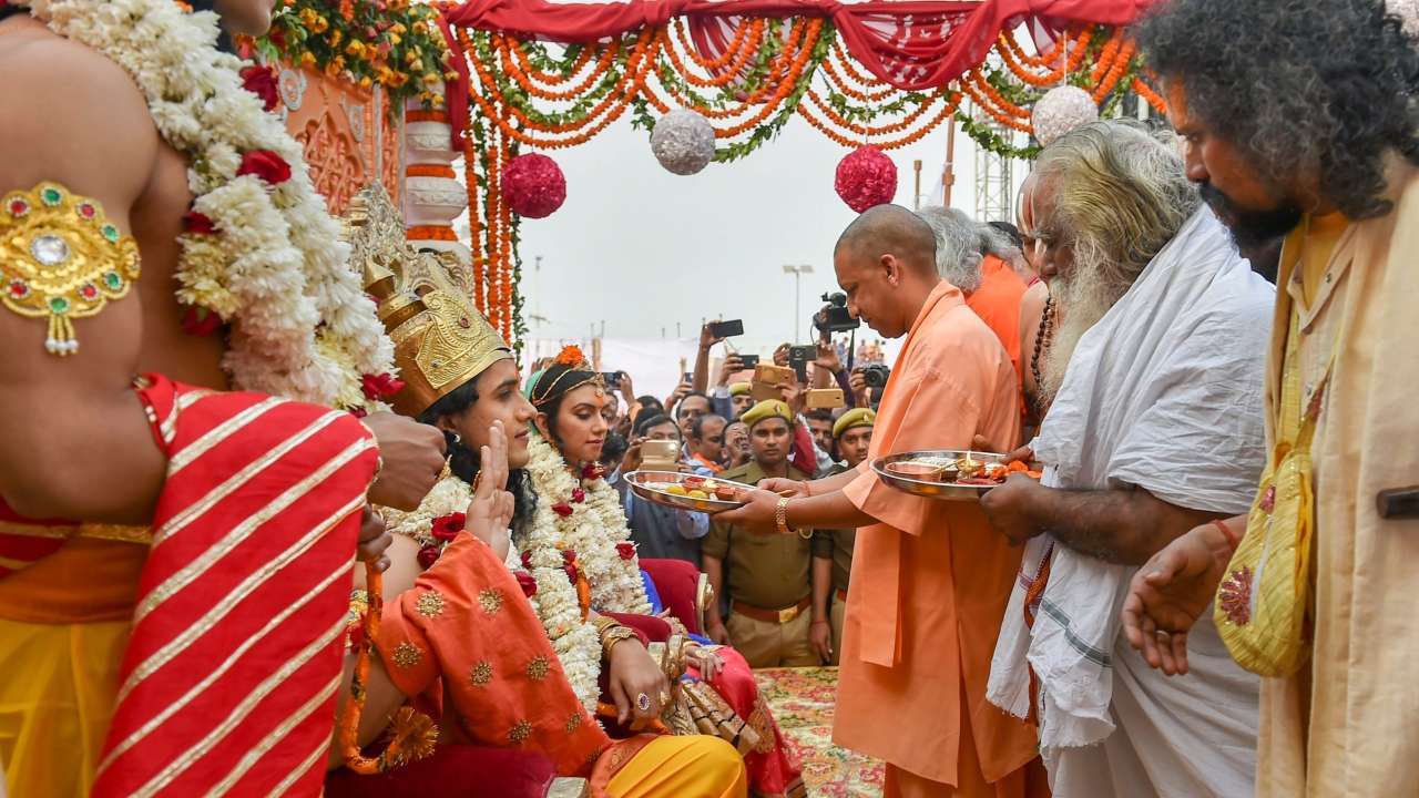 Yogi Adityanath during Diwali celebrations in Ayodhya