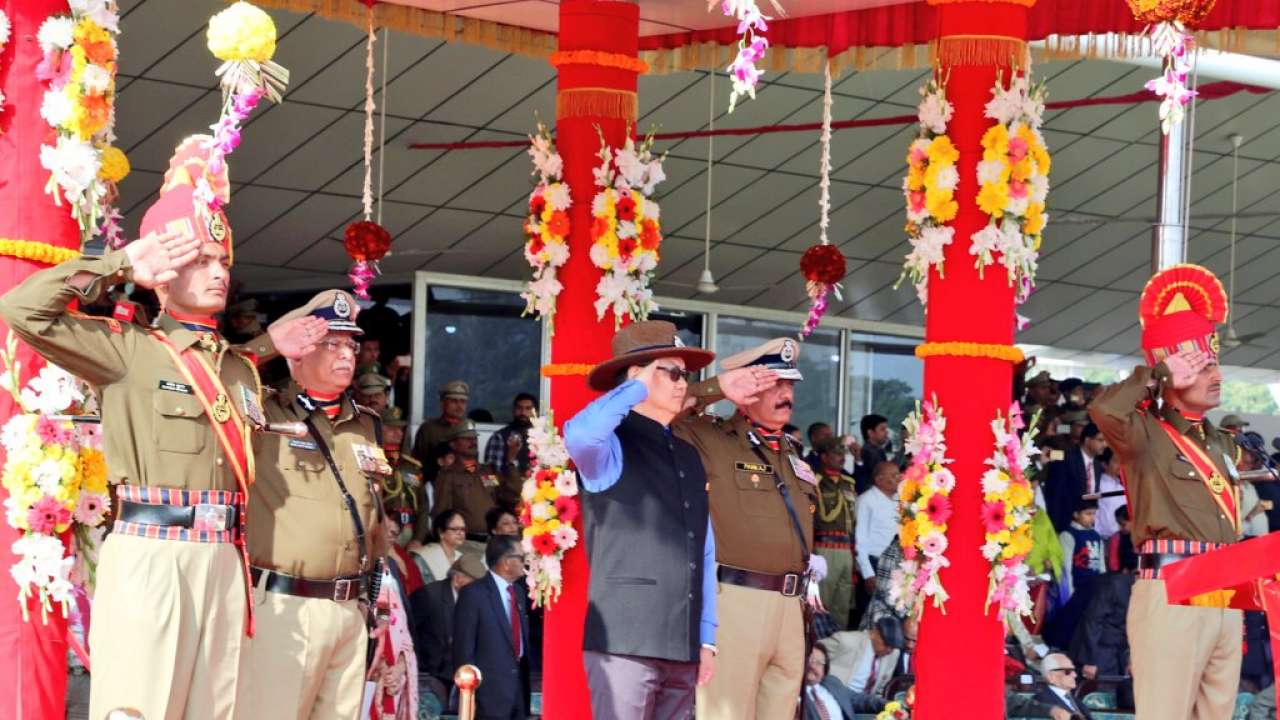 Union Minister of State Affarirs attended the ceremony and took a salute