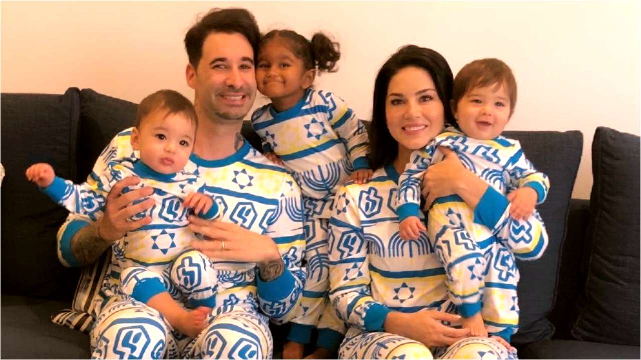 Sunny Leone shares adorable picture with her twin baby boys - Noah and  Asher, as Webers wish the world Happy Hanukkah