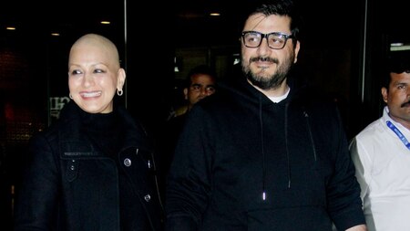 Sonali Bendre lands in Mumbai with husband Goldie Behl