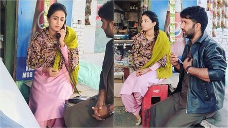 Hina Khan clicked on the sets of 'Lines'