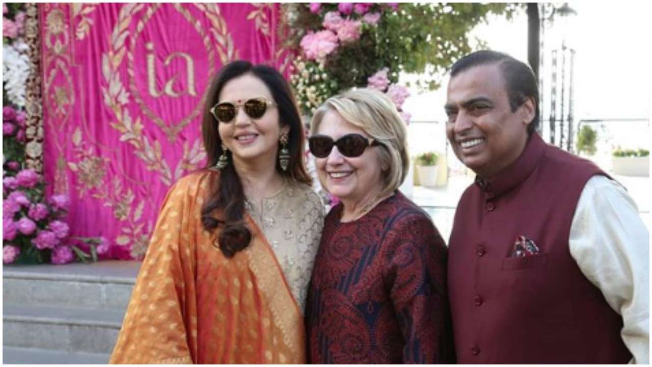 Mukesh and Nita Ambani with former First Lady of US Hillary Clinton 