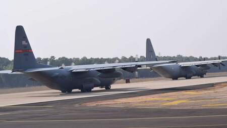 The IAF C-130J & USAF C-130H are operating from AFS Panagarh