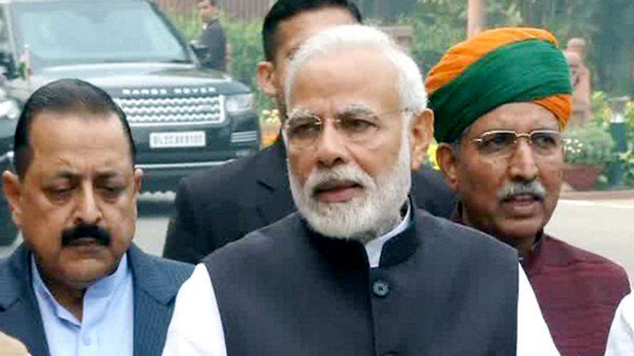 PM Modi making a statement at the beginnning of the Winter Session on Parliament.