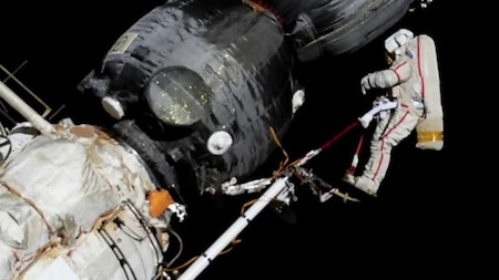 Cosmonauts spacewalk for 7 hours, 45 minutes