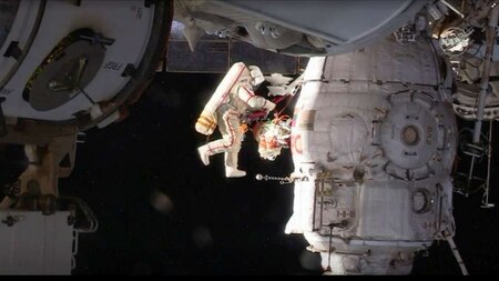 Spacewalk outside International Space Station