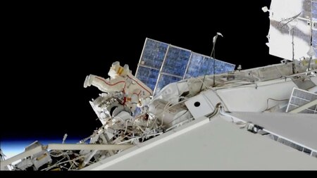 Russian spacewalkers inspect crew vehicle