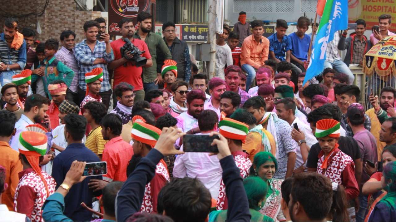 Chhattisgarh Congress workers celebrate
