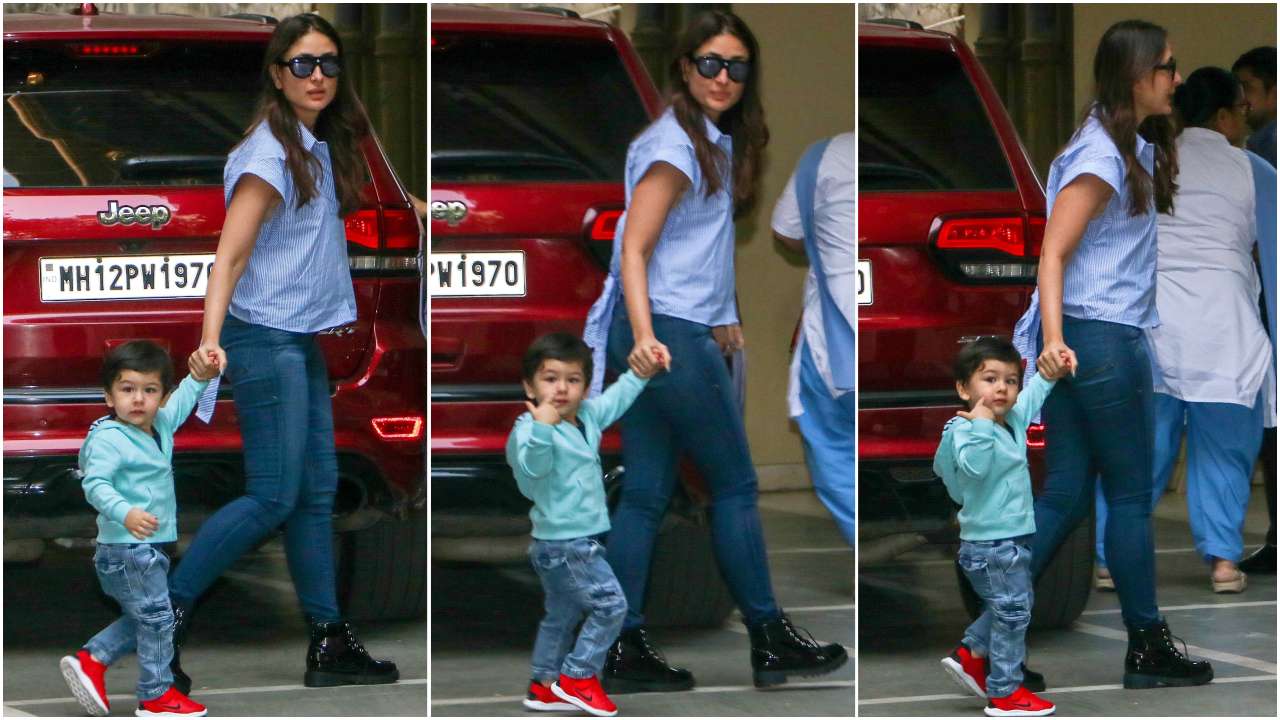 Taimur and Kareena spotted in Bandra yesterday