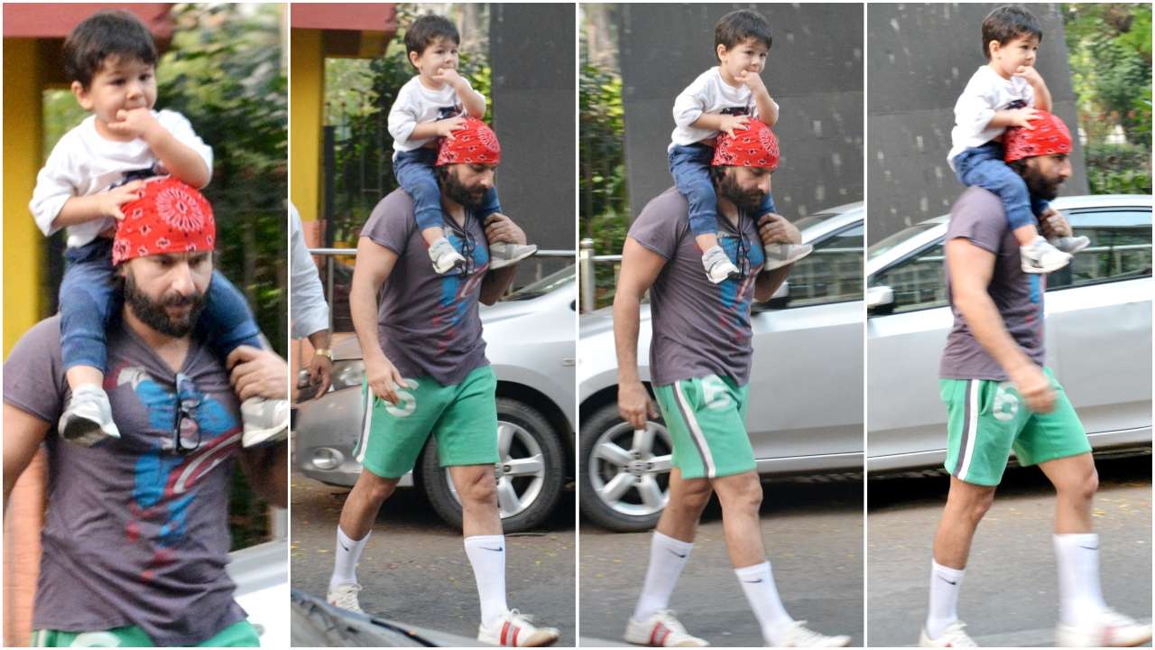 A piggy-back ride with daddy Saif Ali Khan!