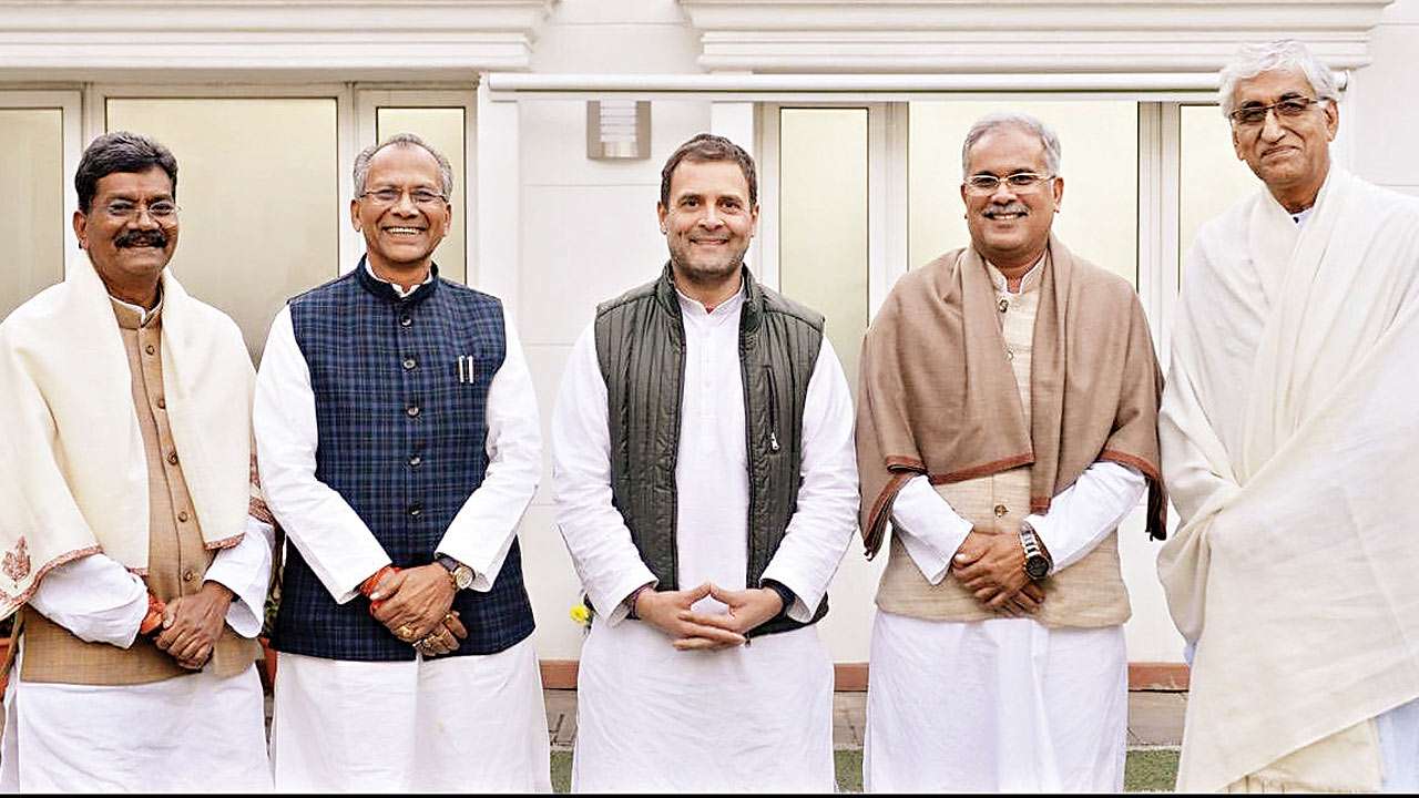 Rahul Gandhi, TS Singh Deo, Tamradhwaj Sahu, Bhupesh Baghel & Charan Das Mahant
