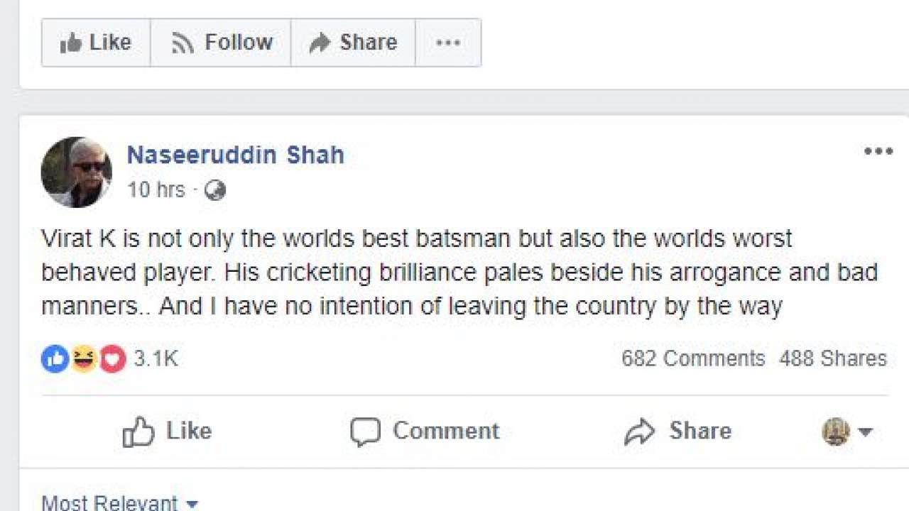 Naseeruddin Shah’s comments