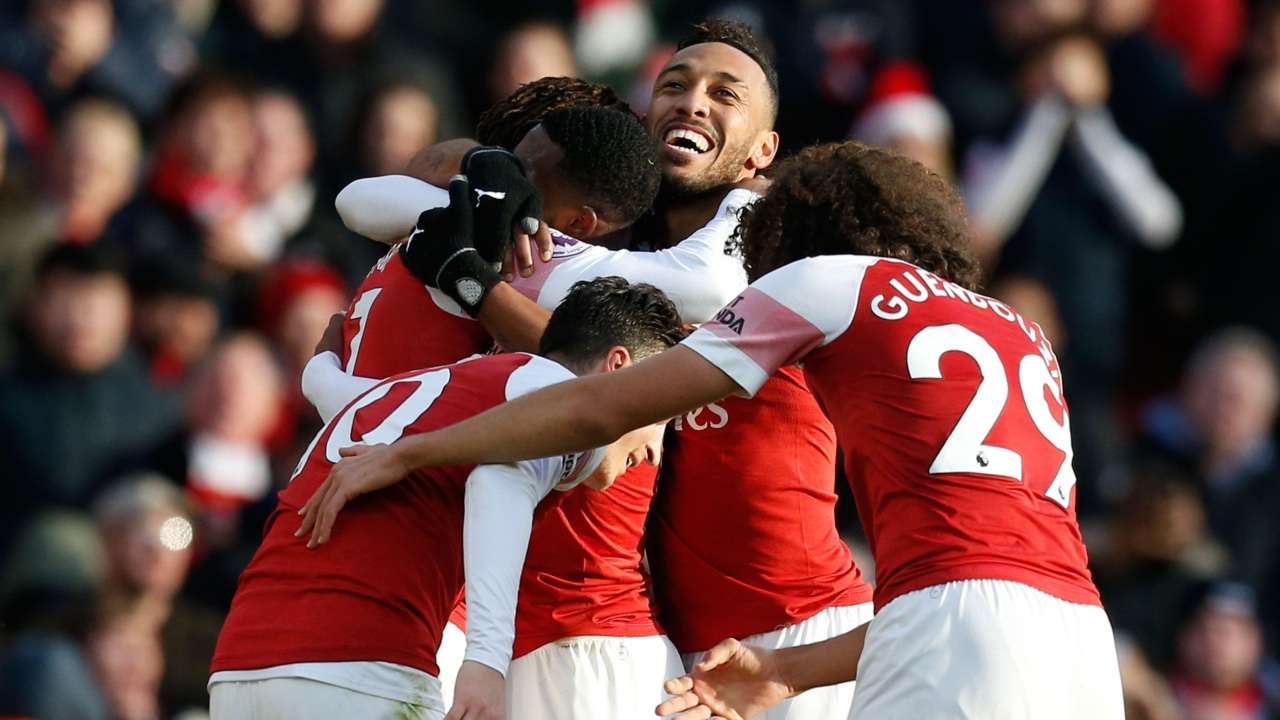Premier League Arsenal return to winning ways; Aubameyang's brace