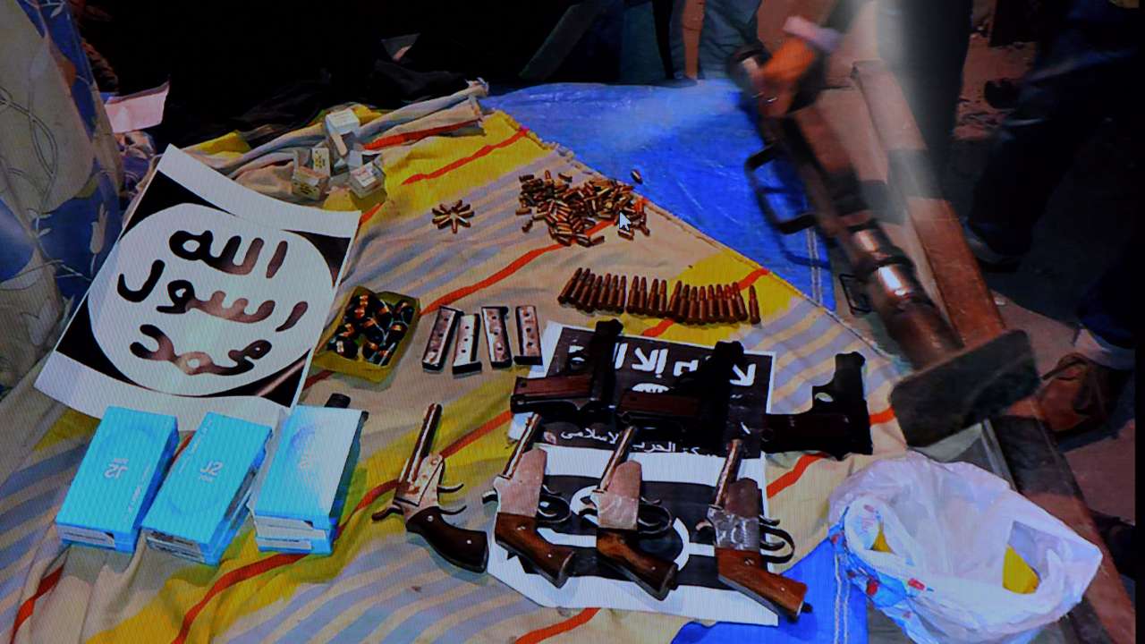 Rocket launcher, explosive material, weapons etc seized in raid