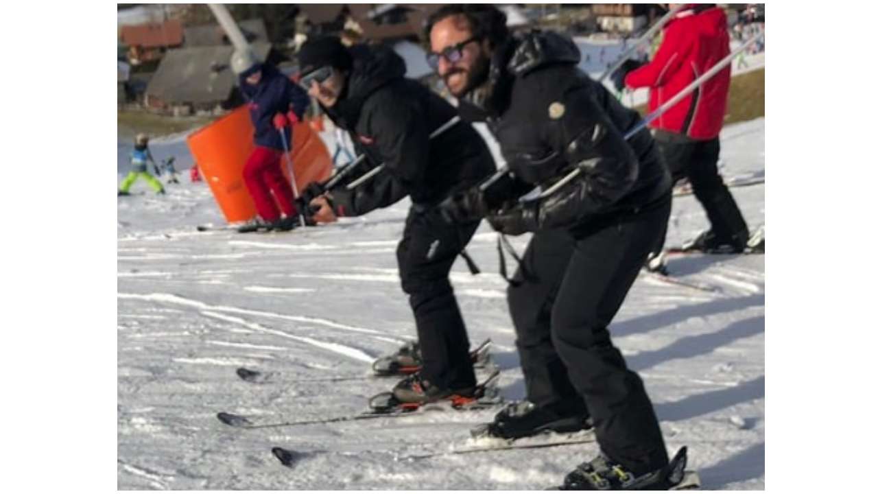 Skiing in the snow-capped mountains
