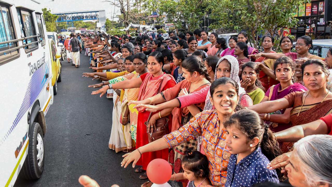 Women stood should-to-shoulder across the national highways
