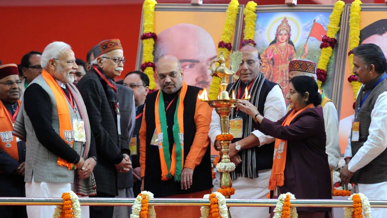 Top BJP leaders during the national convention