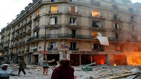 Scene of a gas leak explosion in Paris