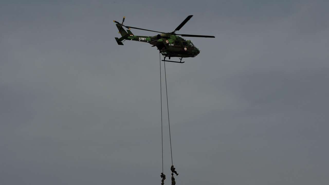 Indian Army soldiers demonstrate combat skills