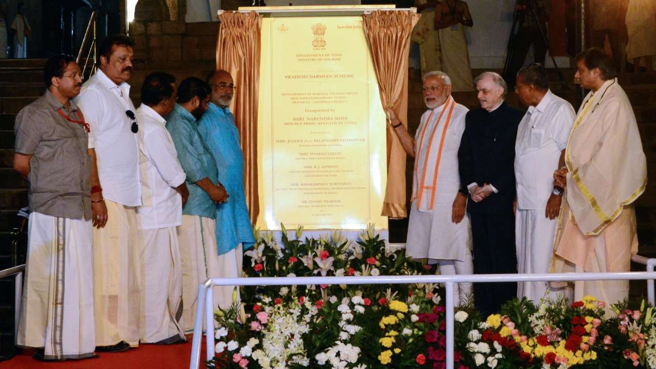 Narendra Modi inaugurates Swadeshi Darshan Scheme at Sree Padmanabhaswamy Temple in Thiruvananthapuram