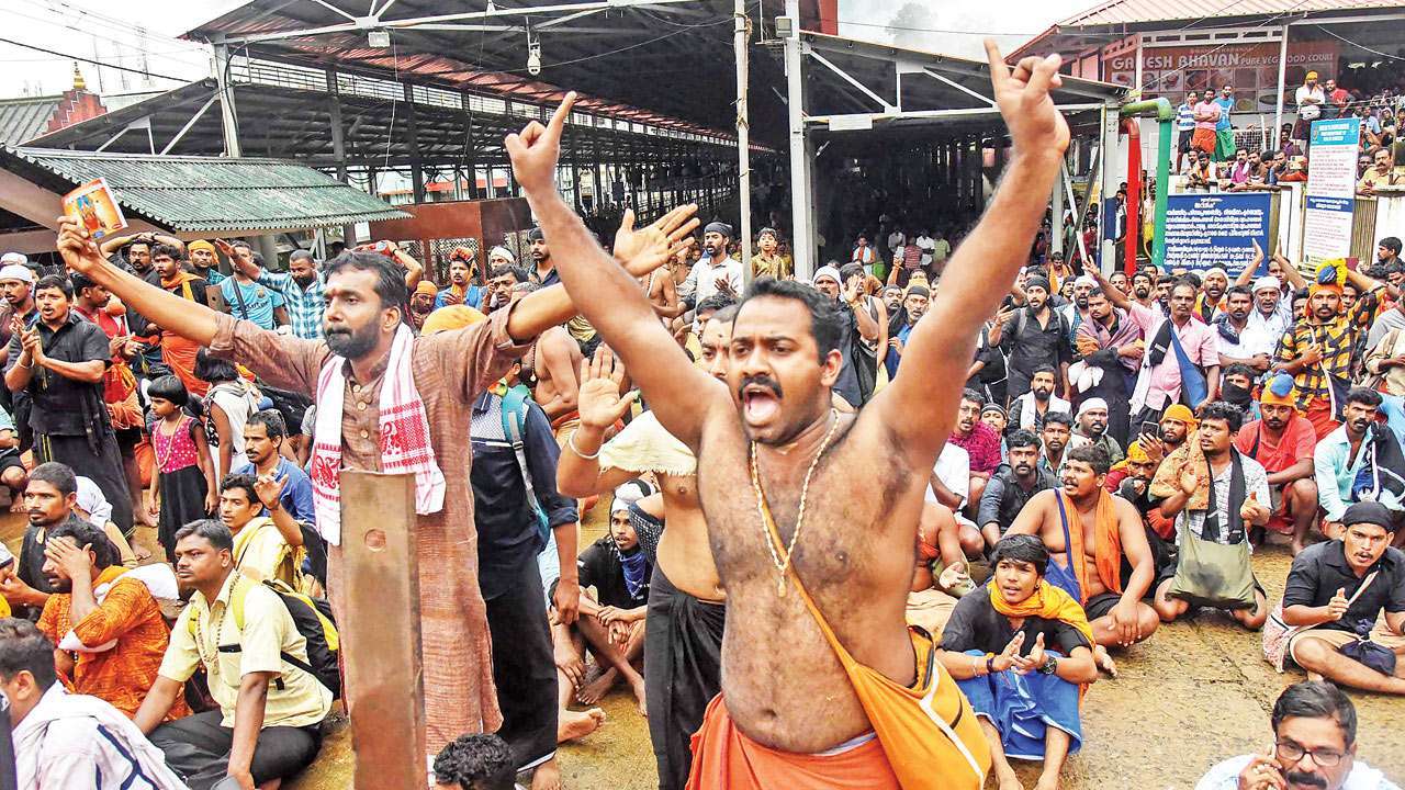 Protests break out after 2 women below 50 begin trek to Sabarimala