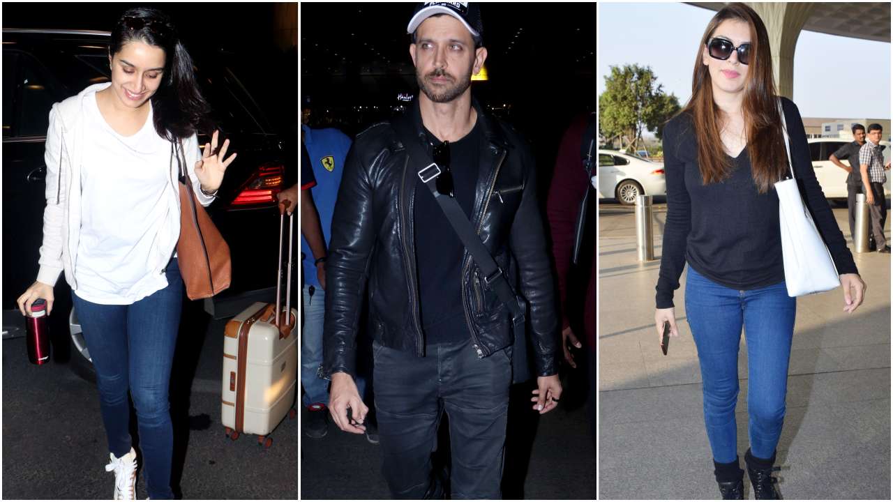 Pics Hrithik Roshan Shraddha Kapoor Hansika Motwani And Others Step Out In Style As They Get Papped At The Airport