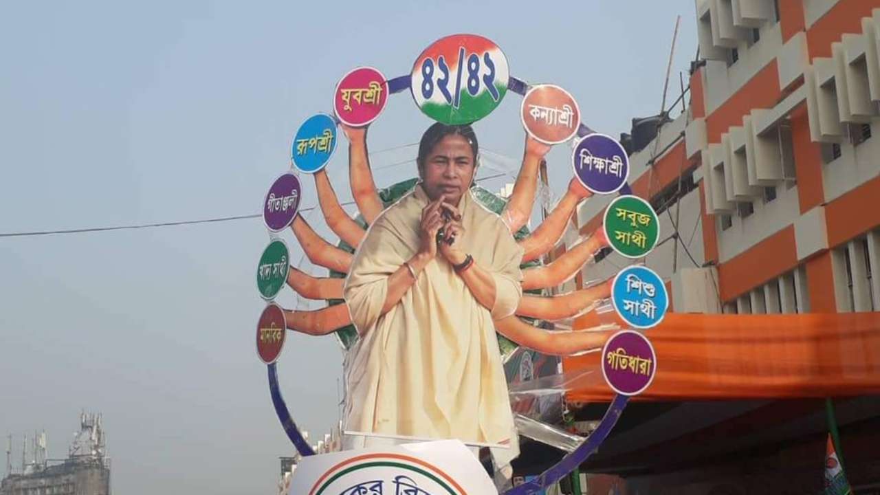 TMC supporters highlighting Mamata govt's success