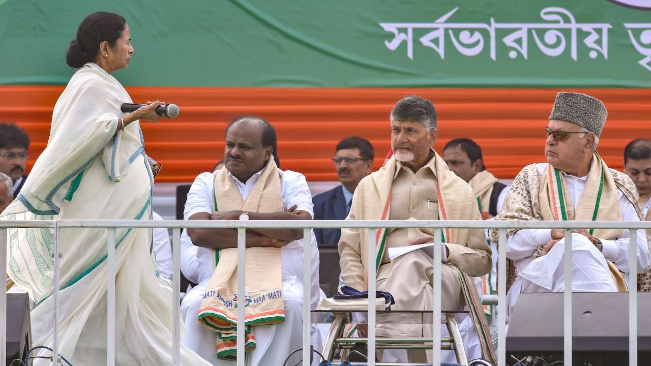 Opposition leaders in Kolkata rally