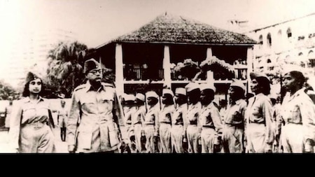 Netaji with Women's Regiment of the INA: 1943