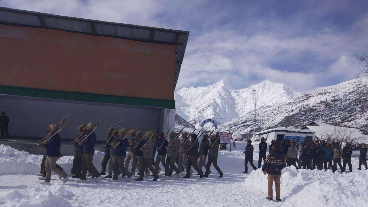 Rehearsal for Republic Day parade in Keylong