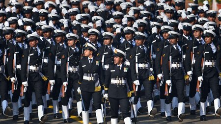 Lt Commander Ambika Sudhakarn leads the naval contingent