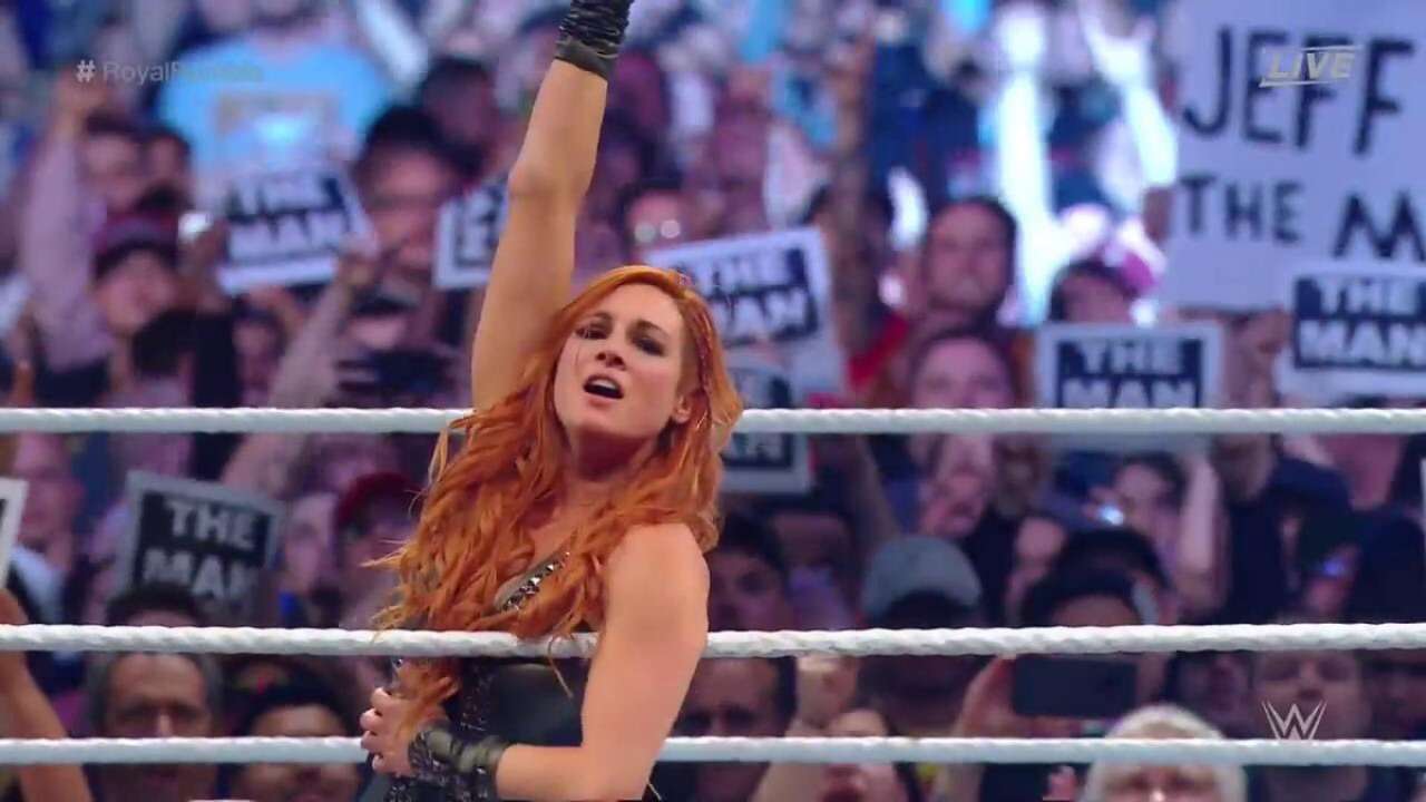 Becky Lynch wins 30-woman Royal Rumble battle" title="Becky Lynch wins 30-woman Royal Rumble battle" data-title="WWE Royal Rumble 2019 Results: Becky Lynch entered the Royal Rumble last taking the place of injured Lana. Charlotte, who entered at 13 and Nia Jaxx were the last three left. After Charlotte and Becky combined to eliminate, The Man was injured by Jaxx. A limping Becky got back in the ring and battled it out with Flair. She eliminated Charlotte to book to place in Wrestlemania 35.


	Slight change of plans...@LanaWWE is out.
		THE MAN @BeckyLynchWWE is IN!!! #RoyalRumble pic.twitter.com/gwqppQ9bdu
	— WWE (@WWE) January 28, 2019



	THE MAN says she can GO.#RoyalRumble @BeckyLynchWWE @MsCharlotteWWE pic.twitter.com/EhzQ5nuytR
	— WWE Universe (@WWEUniverse) January 28, 2019



	#WrestleMania, HERE SHE COMES!#RoyalRumble @BeckyLynchWWE pic.twitter.com/0h5l8EoXsW
	— WWE Universe (@WWEUniverse) January 28, 2019


Result: Becky Lynch wins 30-woman Royal Rumble match, books title shot at Wrestlemania 

(Image: WWE)" data-url="https://www.dnaindia.com/sports/photo-gallery-wwe-royal-rumble-2019-results-and-recaps-seth-rollins-becky-lynch-win-rumble-matches-earn-wrestlemania-title-shot-2712869/becky-lynch-wins-30-woman-royal-rumble-battle-2712920" clbad="img-responsive"/>
	

<p>13/17</p>
<h3/>
<p><strong>WWE Royal Rumble 2019 Results: </strong>Becky Lynch entered the Royal Rumble last taking the place of injured Lana. Charlotte, who entered at 13 and Nia Jaxx were the last three left. After Charlotte and Becky combined to eliminate, The Man was injured by Jaxx. A limping Becky got back in the ring and battled it out with Flair. She eliminated Charlotte to book to place in Wrestlemania 35.</p>
<blockquote clbad=