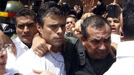 February 2014: Opposition leader Leopoldo Lopez arrested