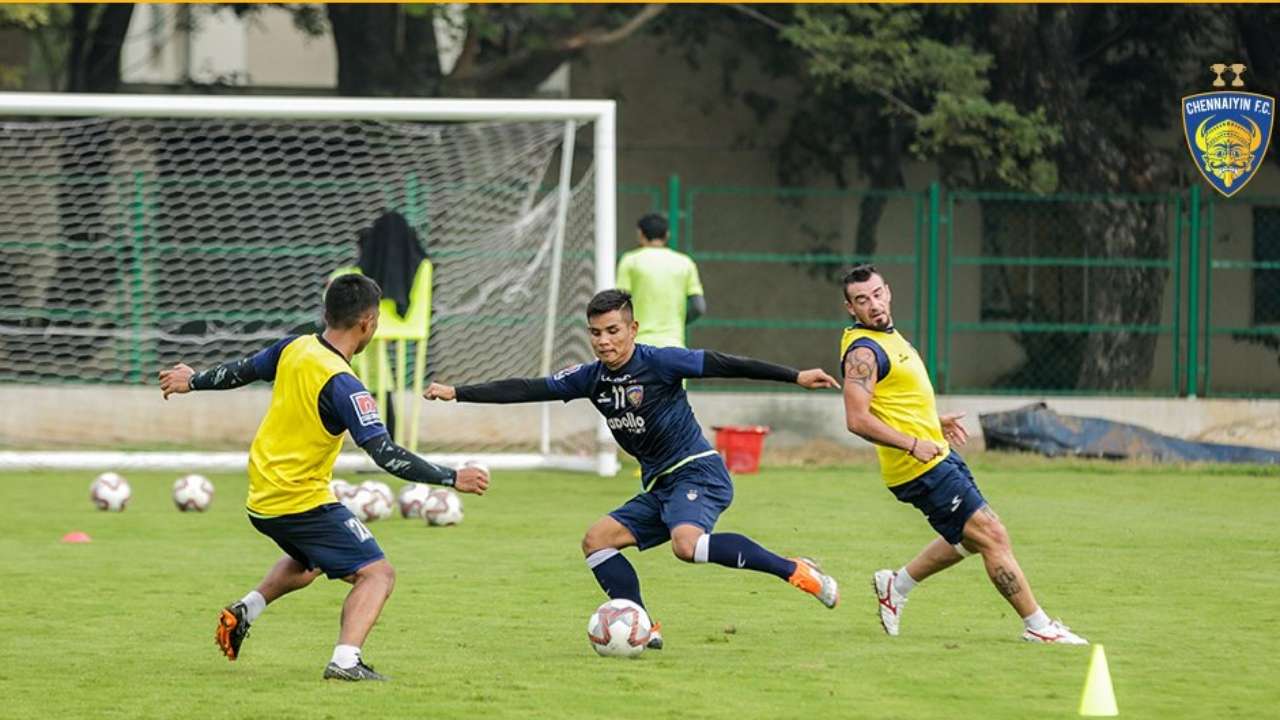 Chennaiyin FC squad practing