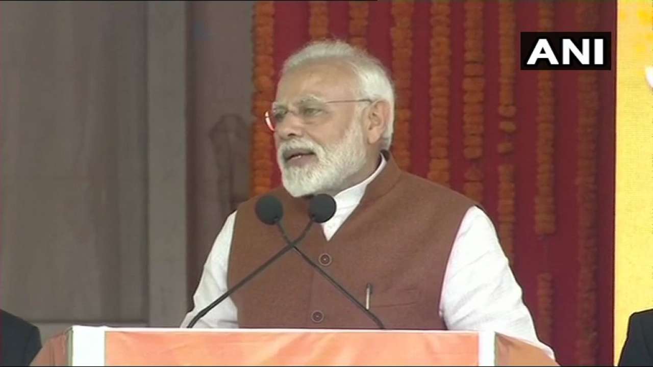 PM Modi speaking in Andhra Pradesh's Guntur on Sunday